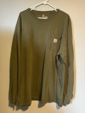 Carhartt Olive Green Long Sleeve Pocket Shirt